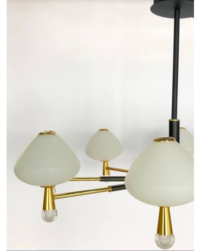 Asma çılçıraq LED 8695-8, 8 lampalı, qara/qızılı, 64W, 3000K - LED 8695-8