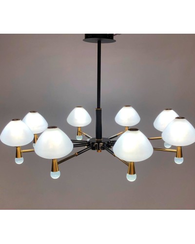 Asma çılçıraq LED 8695-8, 8 lampalı, qara/qızılı, 64W, 3000K - LED 8695-8