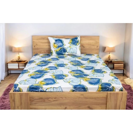 Комплект постельного белья Lu-xe-000446, пододеяльник 100х200 см, наволочка 50х70 см, односпальный, сатин, белый/голубой