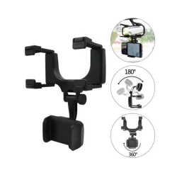 Avtomobil üçün telefon tutacağı 360 Degree Car Rearview Mirror Bracket Black