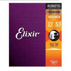 Akustik gitara simləri Elixir Nanoweb 12/53