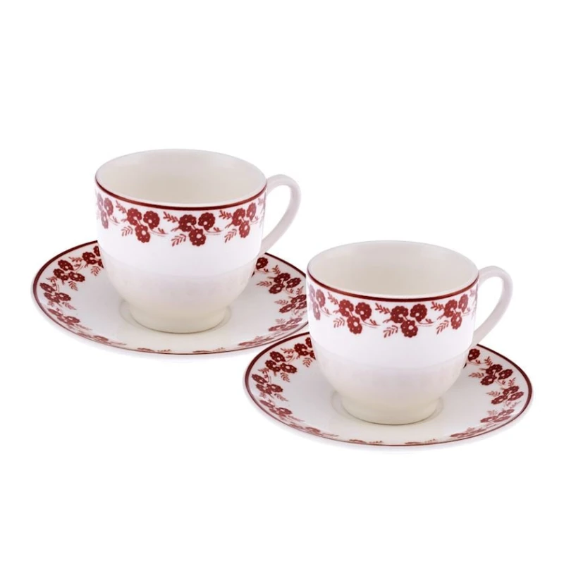 Набор кофейный Emsan Casy New Bone, белый/красный, 4 шт Набор кофейный Emsan Casy New Bone, белый/красный, 4 шт