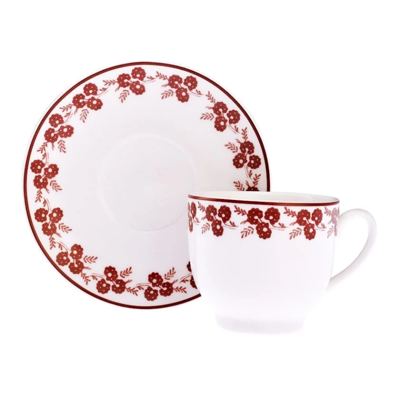 Набор кофейный Emsan Casy New Bone, белый/красный, 4 шт Набор кофейный Emsan Casy New Bone, белый/красный, 4 шт