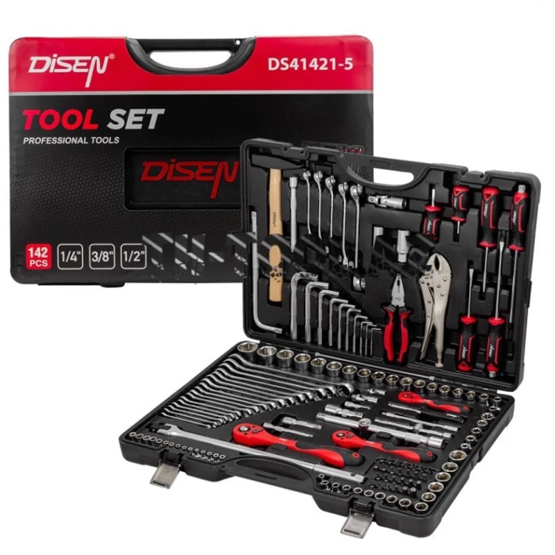 Набор инструментов Disen DS41421-5, 142 предмета, 1/4'' 3/8'' 1/2'' (6-гран), 4-32мм