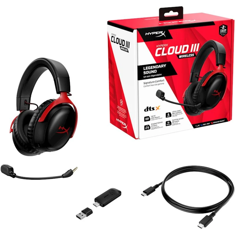 Наушники-гарнитура HyperX Cloud III Wireless Black/Red Наушники-гарнитура HyperX Cloud III Wireless Black/Red