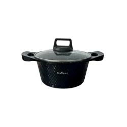 Набор посуды для готовки Unique 00407, 12 предметов, 4 шт кастрюли 20/24/28/32 см, 1 шт сковорода 28 см, гранит, черный