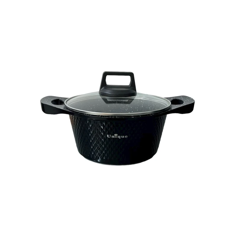 Набор посуды для готовки Unique 00407, 12 предметов, 4 шт кастрюли 20/24/28/32 см, 1 шт сковорода 28 см, гранит, черный Набор посуды для готовки Unique 00407, 12 предметов, 4 шт кастрюли 20/24/28/32 см, 1 шт сковорода 28 см, гранит, черный