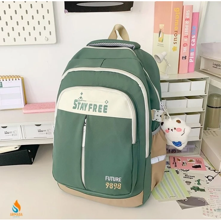 Məktəbli bel çantası HVA407, parça, yaşıl