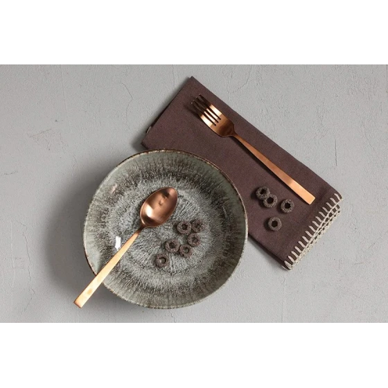 Салатница Porland Stoneware Iris, керамогранит, серая, 17 см