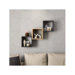 Полка настенная Art Mebel 88, ламинат, 66х96х18 см, коричневая/серая Полка настенная Art Mebel 88, ламинат, 66х96х18 см, коричневая/серая