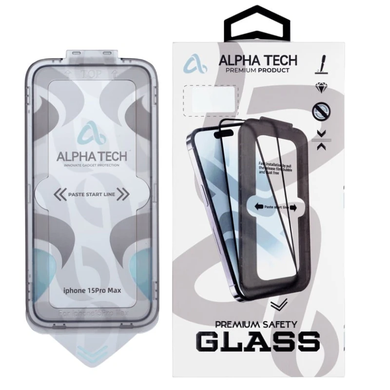 Защитное стекло Alpha Tech Premium Protective для Apple iPhone 15 Pro Max Прозрачный Защитное стекло Alpha Tech Premium Protective для Apple iPhone 15 Pro Max Прозрачный