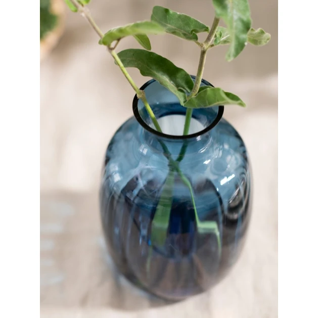 Ваза IKEA Tonsatta, стекло, синяя, 21 см