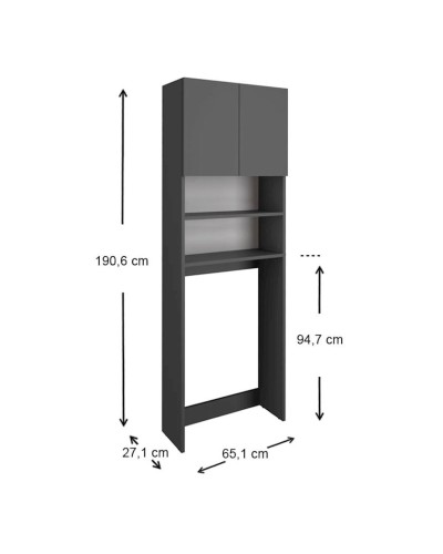Stellaj 12115641, LDSP, tünd boz, 190x65x27 sm