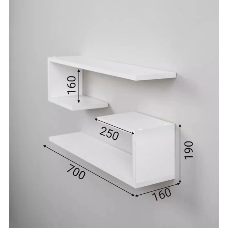 Настенная полка Art Mebel 154, ламинат, 40х70х16 см, белая