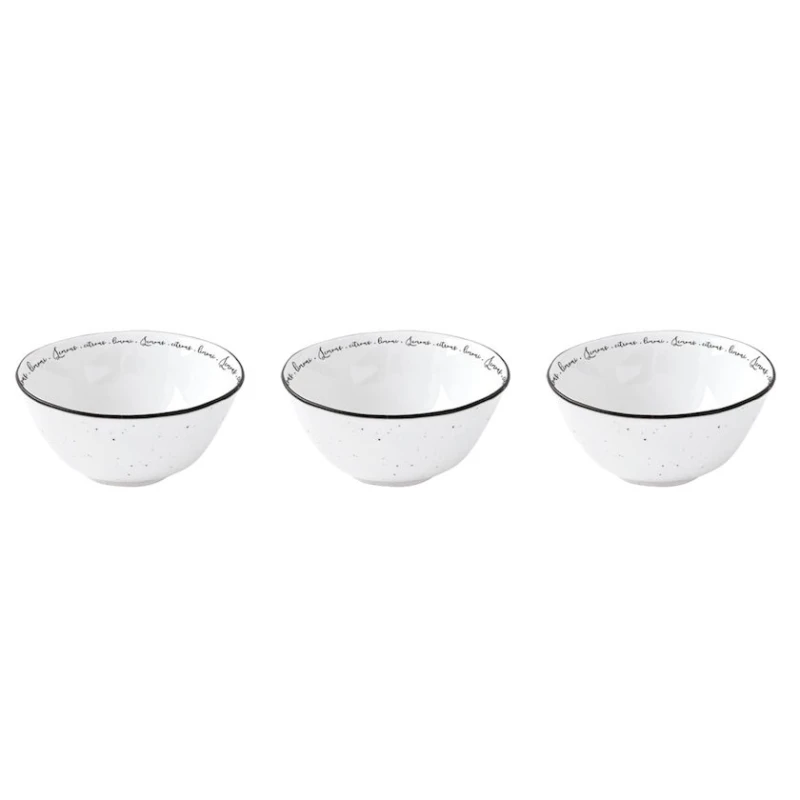 Kasalar dəsti Easy Life Amalfi, farfor,3 əd, ağ/qara