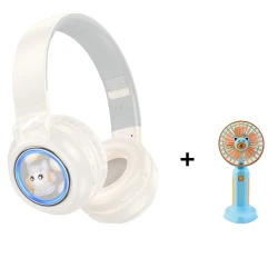 Беспроводные наушники Hoco W50 Cute Fun Milky White + Мини-ручной вентилятор В подарок