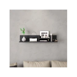 Divar rəfi Art Mebel 97, laminat, 16х90х15 sm, boz