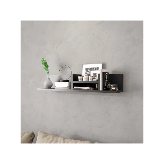 Настенная полка Art Mebel 97, ламинат, 16х90х15 см, серая