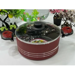 Кастрюля Ozguven 011, нержавеющая сталь, красная, 22 см