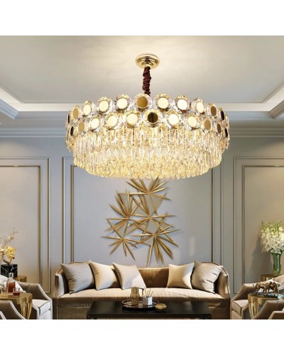 Asma çılçıraq 9568-800, qızılı, dairəvi, kristallı - 9568-800 GOLD