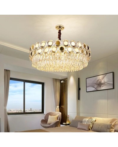 Asma çılçıraq 9568-800, qızılı, dairəvi, kristallı - 9568-800 GOLD