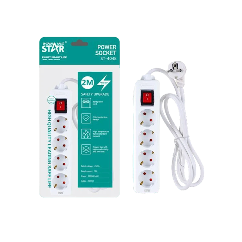 Удлинитель Winning Star CZ-491-WST ST-4048 2 м, 4-розеточный Удлинитель Winning Star CZ-491-WST ST-4048 2 м, 4-розеточный