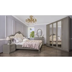 Набор мебели для спальни Era Mebel Mişel, серый (шкаф 227.5x59x224.5 см, кровать 209x210x154 см, прикроватная тумба 47x50x49.5 см, комод 122x50x89 см, зеркало 70x100 см) Набор мебели для спальни Era Mebel Mişel, серый (шкаф 227.5x59x224.5 см, кровать 209x210x154 см, прикроватная тумба 47x50x49.5 см, комод 122x50x89 см, зеркало 70x100 см)