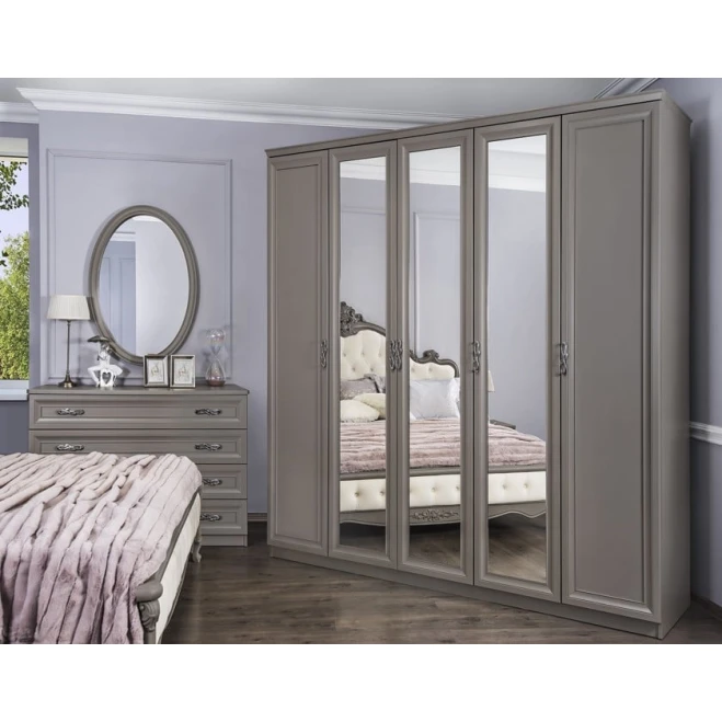 Набор мебели для спальни Era Mebel Mişel, серый (шкаф 227.5x59x224.5 см, кровать 209x210x154 см, прикроватная тумба 47x50x49.5 см, комод 122x50x89 см, зеркало 70x100 см) Набор мебели для спальни Era Mebel Mişel, серый (шкаф 227.5x59x224.5 см, кровать 209x210x154 см, прикроватная тумба 47x50x49.5 см, комод 122x50x89 см, зеркало 70x100 см)