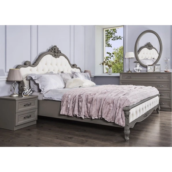 Набор мебели для спальни Era Mebel Mişel, серый (шкаф 227.5x59x224.5 см, кровать 209x210x154 см, прикроватная тумба 47x50x49.5 см, комод 122x50x89 см, зеркало 70x100 см) Набор мебели для спальни Era Mebel Mişel, серый (шкаф 227.5x59x224.5 см, кровать 209x210x154 см, прикроватная тумба 47x50x49.5 см, комод 122x50x89 см, зеркало 70x100 см)