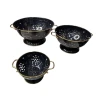 Набор дуршлагов Hartman, сталь, черный/золотистый, 3 шт