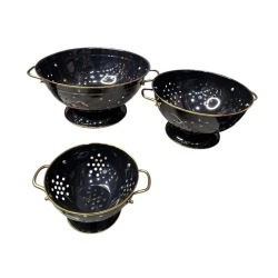 Набор дуршлагов Hartman, сталь, черный/золотистый, 3 шт