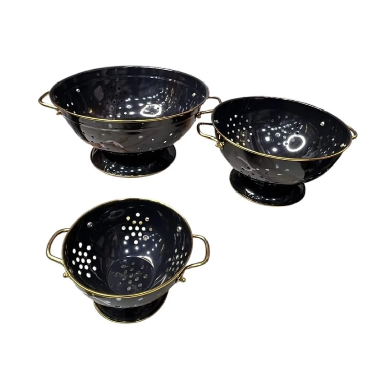 Набор дуршлагов Hartman, сталь, черный/золотистый, 3 шт