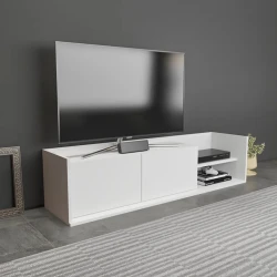 Тумба под ТВ Ev Plus, ЛДСП, белая, 160x36x35 см