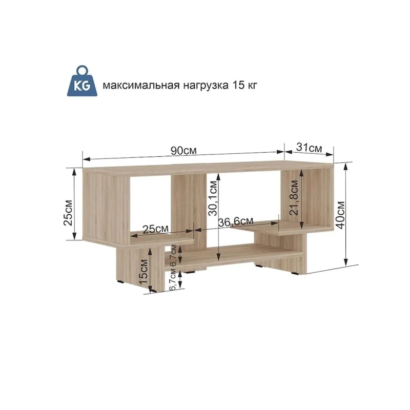 Тумба под ТВ 3563_LETNEWFFSon, ЛДСП, коричневая, 40x31x90 см Тумба под ТВ 3563_LETNEWFFSon, ЛДСП, коричневая, 40x31x90 см