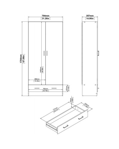 Şkaf Art Mebel Art-100-29, bej, laminat, 210х100х50 sm