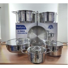 Qazan dəsti Natura 002, gümüşü, 11 parça