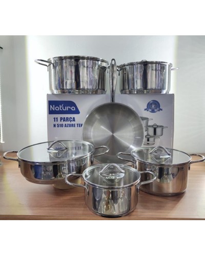 Qazan dəsti Natura 002, gümüşü, 11 parça