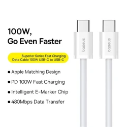 Kabel Baseus Superior Series 2 Type-C to Type-C 2.1m, ağ