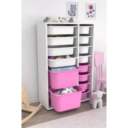 Шкаф для игрушек Pratico I39043, белый/розовый, 30x69.5x109 см