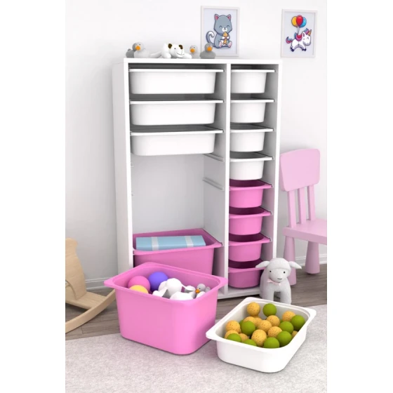 Шкаф для игрушек Pratico I39043, белый/розовый, 30x69.5x109 см Шкаф для игрушек Pratico I39043, белый/розовый, 30x69.5x109 см