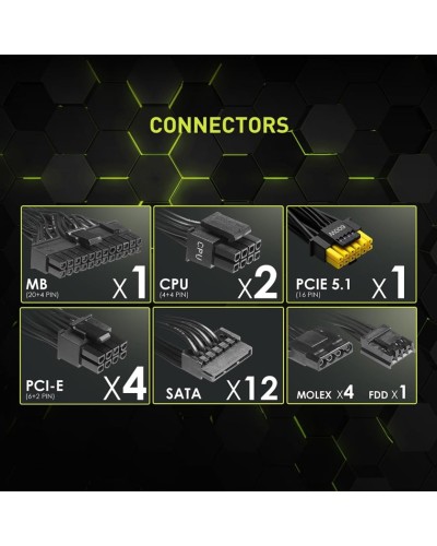 Qida bloku MSI MAG A1000GL 1000W Gold (PCIE5)