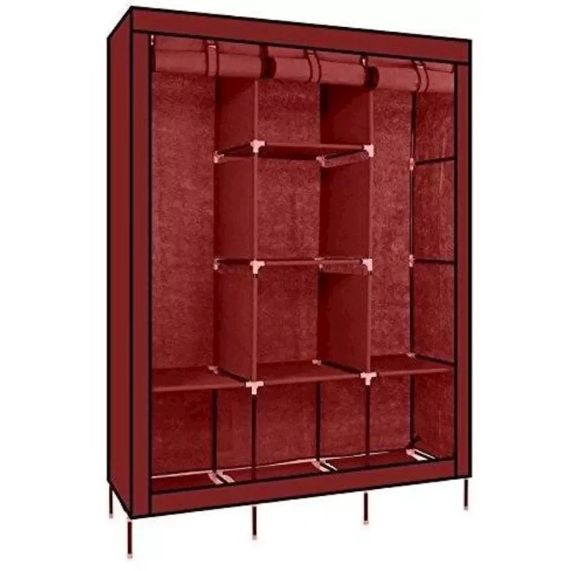 Портативный шкаф 88130A Wine Red, напольный, 130x45x175 см, металл/ткань, бордовый Портативный шкаф 88130A Wine Red, напольный, 130x45x175 см, металл/ткань, бордовый