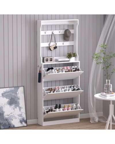 Ayaqqabı üçün tumba Art Mebel 30, laminat, ağ, 180х90х45 sm