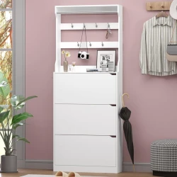 Тумба для обуви Art Mebel 30, ламинат, белая, 180х90х45 см