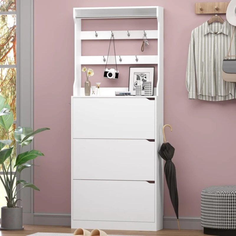 Тумба для обуви Art Mebel 30, ламинат, белая, 180х90х45 см Тумба для обуви Art Mebel 30, ламинат, белая, 180х90х45 см