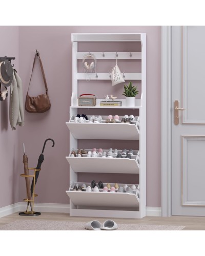 Ayaqqabı üçün tumba Art Mebel 30, laminat, ağ, 180х90х45 sm