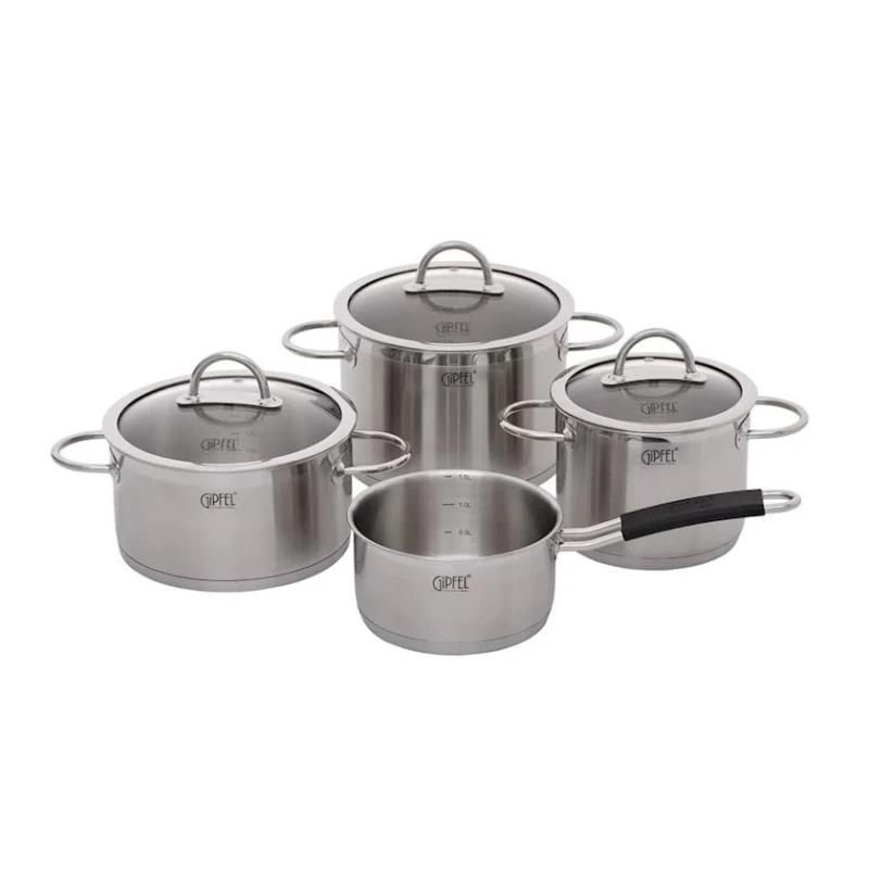 Набор посуды Gipfel Signo 1503, 7 шт, 1500/2000/3000/4000 мл, нержавеющая сталь, серебристый