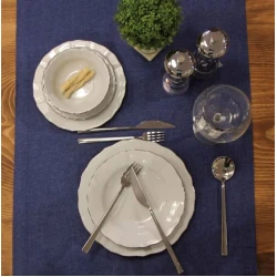 Сервиз обеденный Porland Wavy Platin 04POR033447, 60 предметов, на 12 персон, фарфор, белый