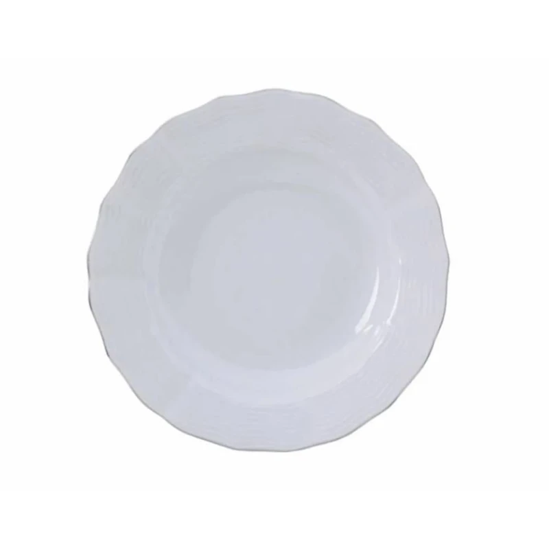 Nahar dəsti Porland Wavy Platin 04POR033447, 60 parça, 12 nəfərlik, farfor, ağ