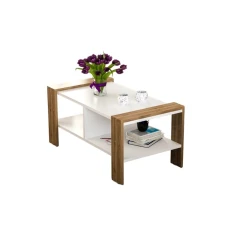 Журнальный стол Ev Plus 12115832, ЛДСП, белый/коричневый, 90x60x42 см